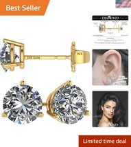 Affordable 14K Gold &amp; Sterling Silver Zirconia Stud Earrings - Classic E... - $58.50