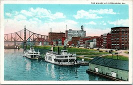 Vtg Postcard 1922 The Wharf at Pittsburg PA Pennsylvania Keller Jones Building - £7.93 GBP