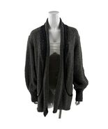 Sideffects VTG Oversized Cardigan Sweater Jacket Sz Large Gray Marled Open Front - $44.55