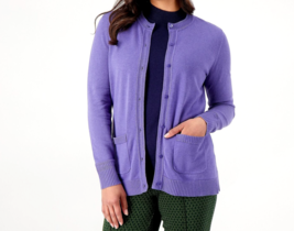 Isaac Mizrahi Button Front Sweater Cardigan Novelty Stitch - Marlin Blue... - $27.72