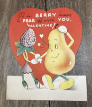 Vintage Valentine Berry Happy To Pear Off With You 1930s American Greetings - £4.77 GBP