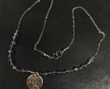 Sterling Silver Chain with Purple Plastic Beads and CMK Circle Pendant 16 - $13.99