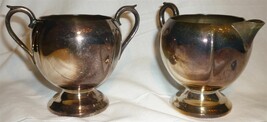 VINTAGE ANTIQUE EPS SILVERPLATE PEDESTAL CREAMER &amp; SUGAR BOWL SET - $22.00