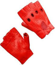Men's Real Leather Half Finger Biker Driving Text Touch Gloves Ship From... - $16.99+