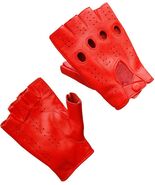 Men's Real Leather Half Finger Biker Driving Text Touch Gloves Ship From... - $16.99+