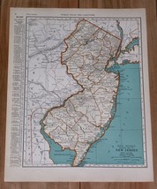 1937 Map Of New Jersey Atlantic City / New Hampshire Concord Manchester - £13.51 GBP