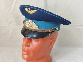 Vintage Original USSR Peak Forage Peaked Cap Soviet Red Army Air Force O... - $45.36