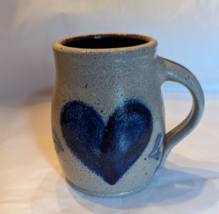 Rowe Pottery Salt Glaze Heart Design Coffee Mug 1983 Cambridge Wisconsin - £15.76 GBP