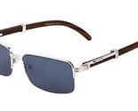 Luxe Executive Slim Half Rim Rectangular Metal &amp; Wood Aviator Sunglasses... - £7.66 GBP