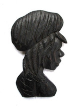 Carved Ebony Wood Rastafarian Man Profile Wall Hanging Art Hand Crafted Plaque - £13.46 GBP