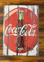 Coca-Cola Vintage Novelty Metal Sign 12&quot; x 8&quot; Wall Art Red &amp; White With Bottle - £7.01 GBP
