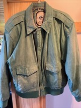 Vintage Paris Sport Club Full Zip Leather Jacket Mens Sz Large Green Lon... - $29.65