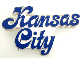 Blue &amp; White Kansas City Cursive Script Rubber Magnet - $14.84