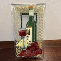 Peggy Karr Fused Glass Wine Cheese Grapes Large Platter Tray Retired Signed 14” - £19.82 GBP