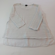 New Directions RN#31104 Women’s White Round Neck Sweatshirt 3/4 Sleeve S... - $11.08