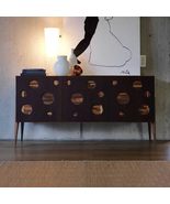 Italian Mid-Century Modern Sideboard with Circular Cut-Out Design, Walnut Wood C - $3,899.00