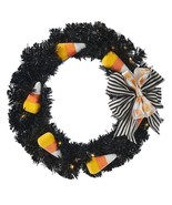 December Diamonds 29-29491 Candy Corn Halloween 16.5&quot; Black Pre-lit Wrea... - $46.71