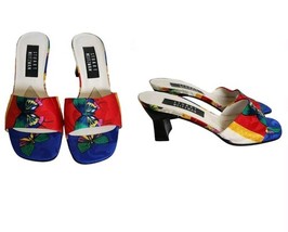 Stuart Weitzman Butterfly Papillon Satin Slide Sandal Kitten Heels Squar... - $84.15