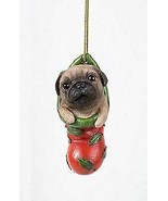 Christmas Pug Puppy Dog In Red Holly Sock Christmas Tree Small Hanging O... - £11.00 GBP