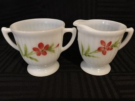 MacBeth Evans Petalwear Florette Footed Creamer &amp; Open Sugar Bowl set Vi... - $16.00