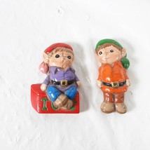 Small Elves Figurines Ceramic Holiday Christmas  - $24.74