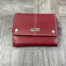 Buxton Leather Tri Fold Rectangular Wallet Red, Button Snap Closure EUC - $8.48