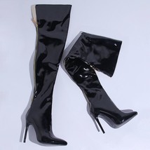 Winter Rose Pink Over The Knee Boots Women Sexy High Heels Patent Leather Long B - £78.75 GBP