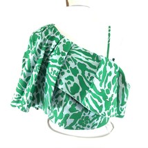 Vika Gazinskaya Crop Top One Shoulder Draped Animal Print Blue Green 34 ... - $91.90