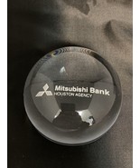 Mitsubishi Bank Houston Agency Glass Paperweight 4” Round Heavy! - $52.73 CAD