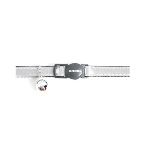 Gloss Reflective Cat Collar with safety buckle Silver  - $8.00