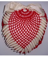 Vintage Victorian Satin Red Crochet Shaped Bed Throw Pillow - $9.99