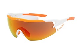 Bolle Aeromax 12273 Matte White Orange Sunglasses Brown Fire Lens Large W/Case - £39.35 GBP