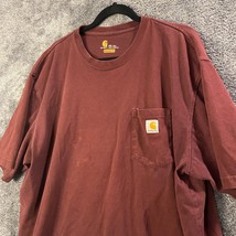 Carhartt Shirt Mens 2XL Tall Red Original Fit Crewneck Work Worn Stained... - $8.13
