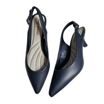 Easy Street Womens Navy Blue Pointed Toe Slingback Buckle Low Heels Size... - $39.47