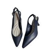 Easy Street Womens Navy Blue Pointed Toe Slingback Buckle Low Heels Size... - £31.55 GBP