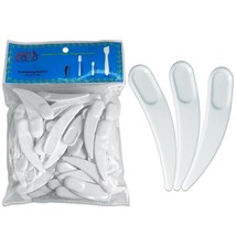 100Pcs White Curved Boomerang Plastic Makeup Cosmetic Spatula Scoop - £13.57 GBP