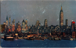 New York  Skyline at Night New York City NY Postcard (A4) - £4.65 GBP