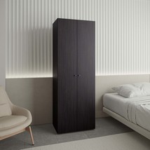Black Modern 2-Door Closet Armoire w/ Rod, Shelf - Bedroom Storage - €248,25 EUR