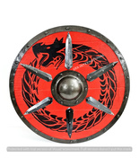 Medieval Viking Shield For Wall Art Wooden Ragnar Viking Shield Battle V... - £140.85 GBP