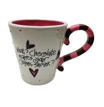 What? Chocolate makes your clothes shrink?! Pink White Mug 12 oz Gift Boxed Rare - £11.72 GBP