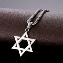 Stainless Steel Star of David Pendant Necklace Israel - £10.61 GBP