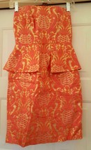 Laundry by Shelli Segal Women&#39;s Strapless Brocade Peplum Cocktail Dress Size 0 - £39.82 GBP