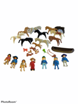 Playmobil Lot 26 Figures Horses Canoe Indians 1974-1989 Vintage Toys - £35.01 GBP