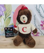 Circus Circus  Teddy Bear Plush 15&quot; Vtg Red Striped Hat Brown Stuffed An... - £11.05 GBP