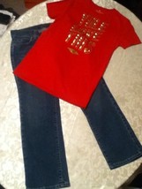 Ladies-Lot of 2-Size 0-American Eagle-jeans&amp;XS-red shirt/top - £17.75 GBP