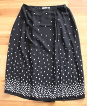 Vtg 90s Lord &amp; Taylor 18W Black Silk Polka Dot Wrap-Style Maxi Skirt - £22.77 GBP