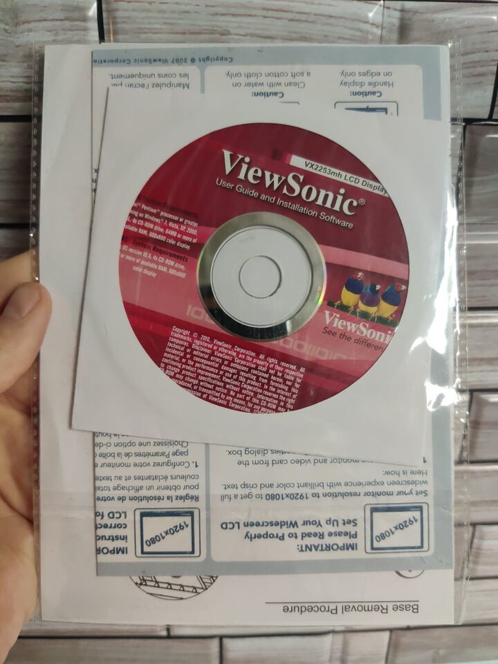 ViewSonic VX2253mh LCD Display User Guide and Installation Software Disc - $9.59
