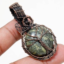 Green Opal Gemstone Fashion Ethnic Copper Wire Wrap Pendant Jewelry 2.20&quot; SA 417 - £5.96 GBP