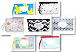 Tissue Wipes Pouch Refillable Decorative Snap Strap Flip Top Choice of P... - $4.99
