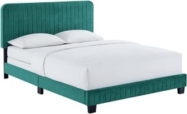 Teal Twin Celine Channel Tufted Performance Velvet Bed By Modway. - £161.62 GBP